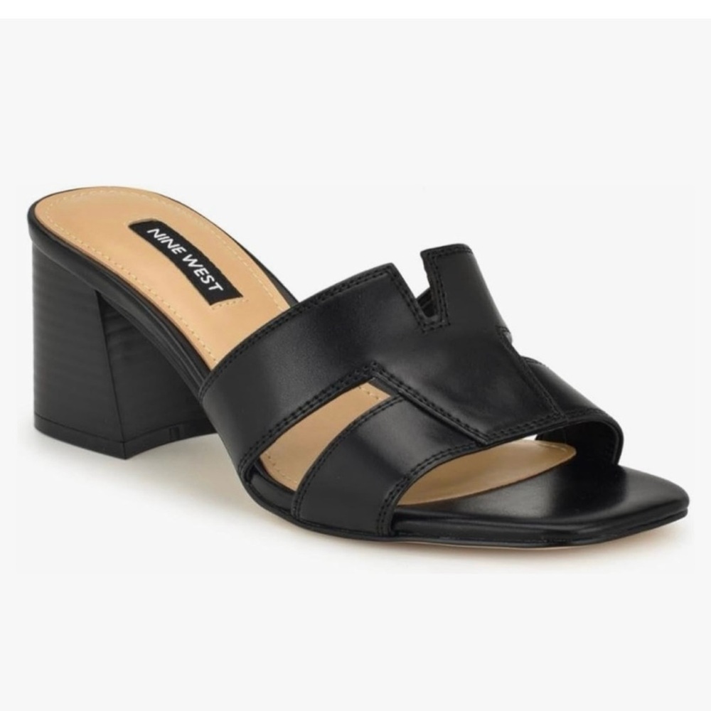 Nine West Black Leather Mules
